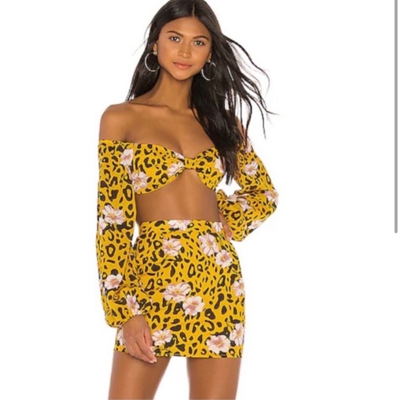 superdown Dresses & Skirts - TRADE Superdown Kalani Set two piece cheetah leopard yellow floral tropical sexy